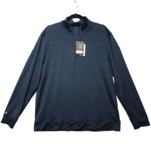 Antigua Mens Large Quarter Zip Long Sleeve Golf Tournament Shirt Navy Blue New